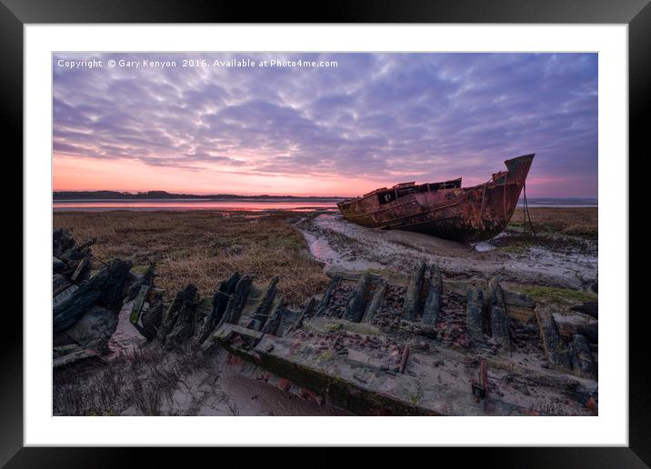 The Sun Rises Over the Wrecks  Framed Mounted Print by Gary Kenyon