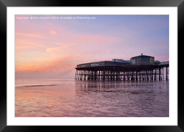 Sunset Starlings North Pier Framed Mounted Print by Gary Kenyon