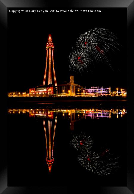 Blackpool Tower At Night Framed Print by Gary Kenyon