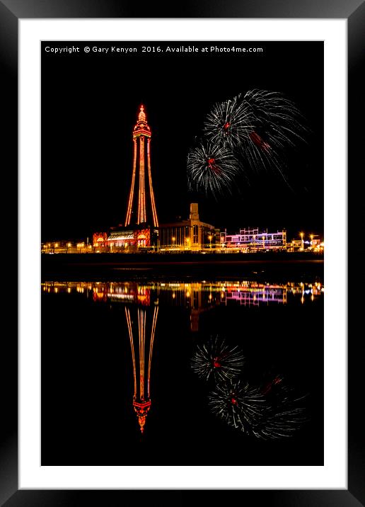 Blackpool Tower At Night Framed Mounted Print by Gary Kenyon