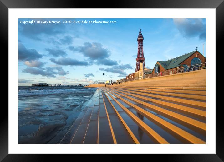 Steps to the beach at Blackpool Framed Mounted Print by Gary Kenyon