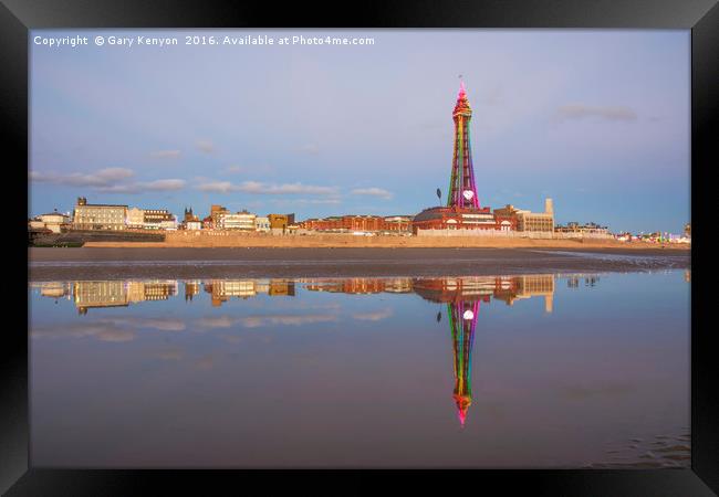 Multicoloured Blackpool Tower  Framed Print by Gary Kenyon