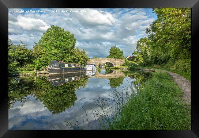 Reflections On The Lancaster Canal Framed Print by Gary Kenyon
