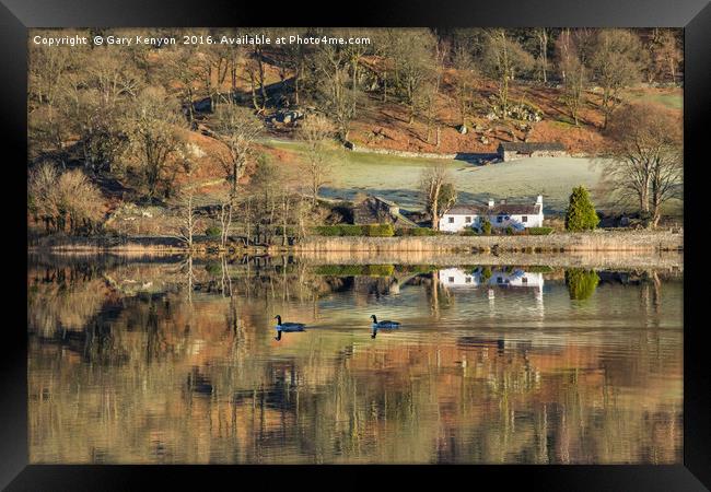 Early Morning Light And Reflections At Rydalwater Framed Print by Gary Kenyon