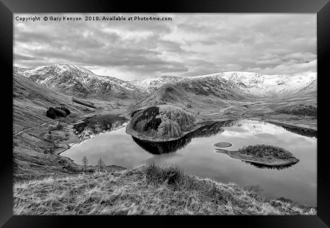 Hawswater Mono Views Framed Print by Gary Kenyon