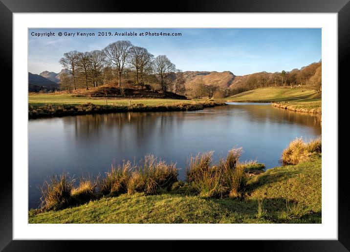 Golden Light At Sunset On The River Brathay Framed Mounted Print by Gary Kenyon