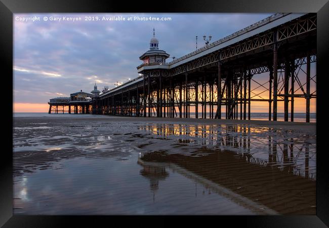 Sunset at Blackpool by North Pier Framed Print by Gary Kenyon