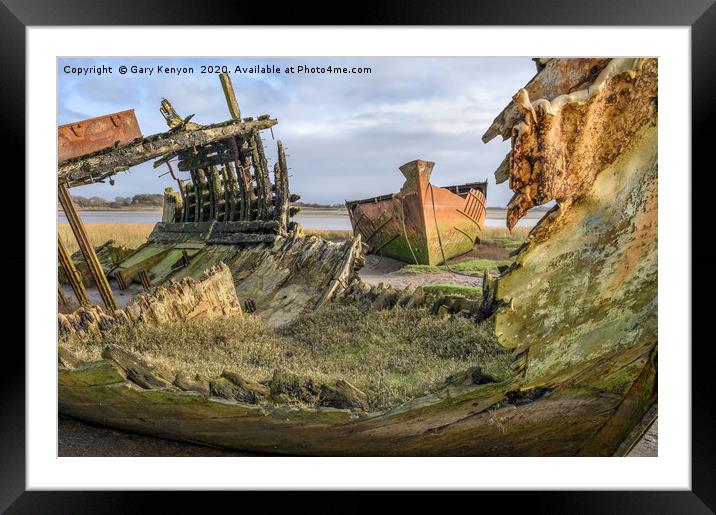 Abandoned fishing boats on the banks of the River  Framed Mounted Print by Gary Kenyon
