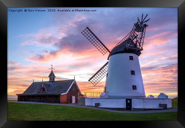 Lytham Windmill During A Lovely Sunset Framed Print by Gary Kenyon