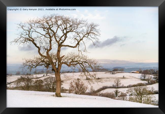 Downham Winter Snowy Scene Framed Print by Gary Kenyon