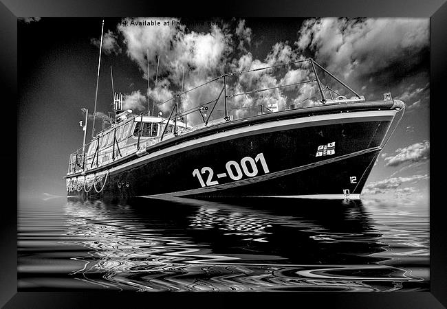 Lifeboat in mono Framed Print by Thanet Photos