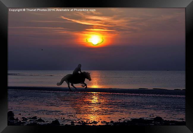  Horse on the beach at sunset Framed Print by Thanet Photos