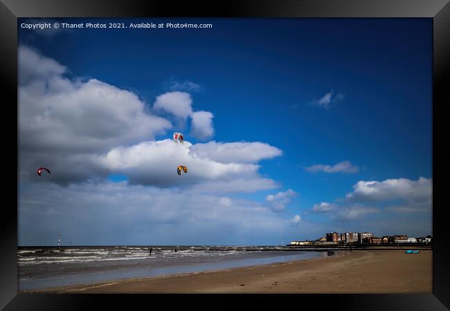 Kite surfing at Minnis bay Framed Print by Thanet Photos