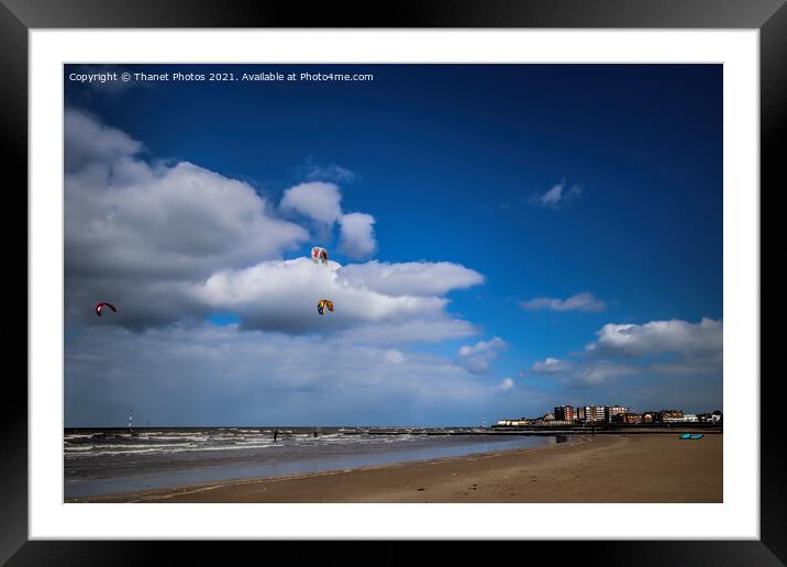 Kite surfing at Minnis bay Framed Mounted Print by Thanet Photos