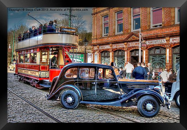 Paisley Tram and Wolseley 18 Framed Print by Steve H Clark
