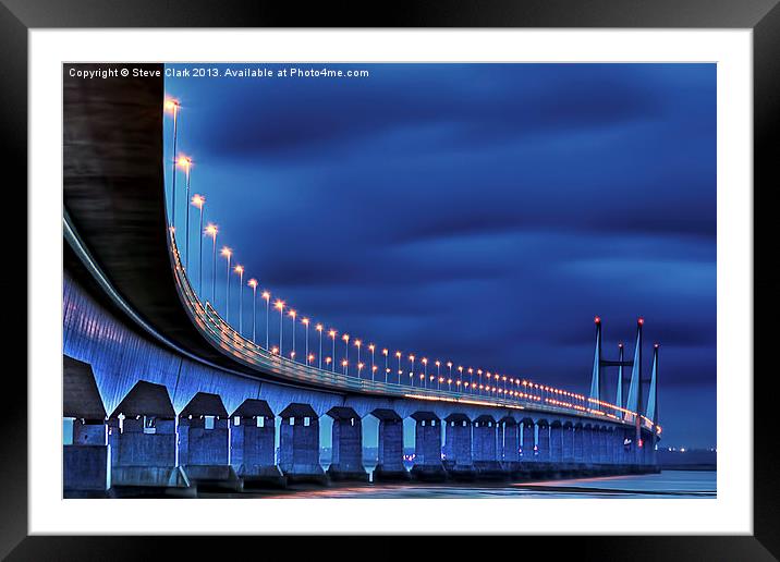 Second Severn Crossing at Night Framed Mounted Print by Steve H Clark