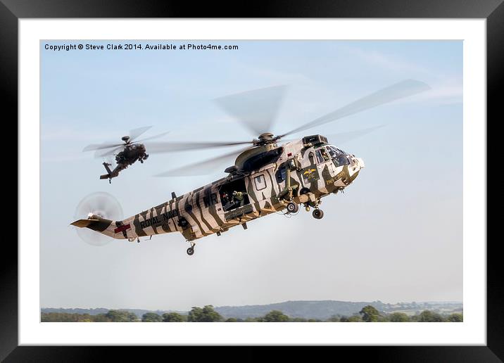Sea King and Apache Helicopters Framed Mounted Print by Steve H Clark