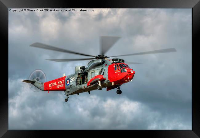  Royal Navy Search and Rescue Sea King Helicopter Framed Print by Steve H Clark