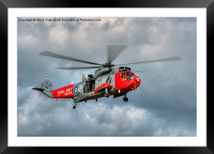  Royal Navy Search and Rescue Sea King Helicopter Framed Mounted Print by Steve H Clark