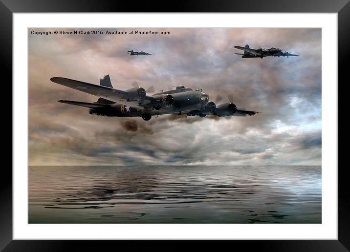  B-17 Flying Fortress - Almost Home Framed Mounted Print by Steve H Clark