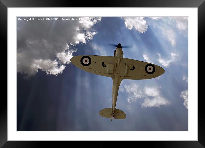  Aces High - Spitfire Vertical Climb Framed Mounted Print by Steve H Clark