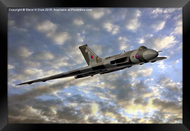 The Sun Sets on XH558 Framed Print by Steve H Clark