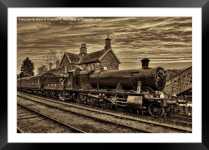 Great Western Railway Engine 2857 - Sepia Version Framed Mounted Print by Steve H Clark