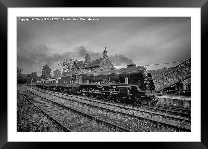 46100 Royal Scot  - Black and White Version Framed Mounted Print by Steve H Clark