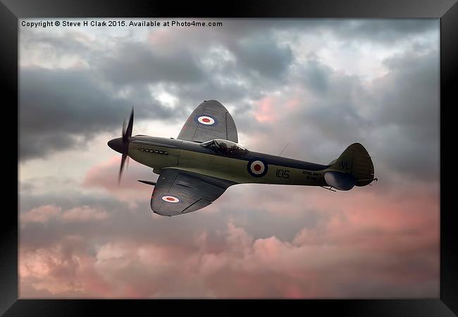  Seafire At Sunset Framed Print by Steve H Clark