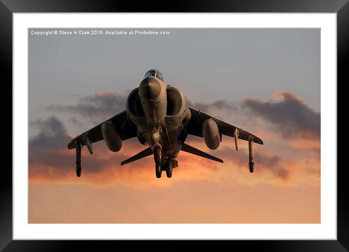  Sea Harrier at Sunset Framed Mounted Print by Steve H Clark