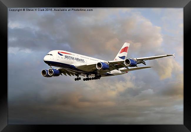 British Airways Airbus A380 Framed Print by Steve H Clark