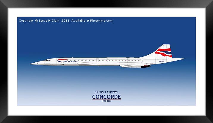 British Airways Concorde 1997 to 2003 Framed Mounted Print by Steve H Clark