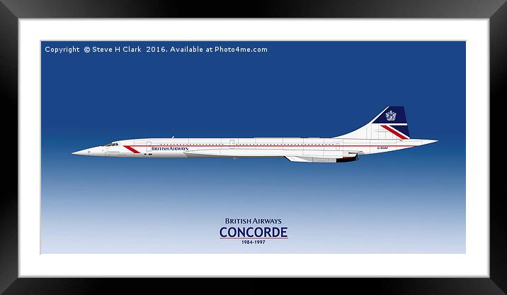 British Airways Concorde 1984 to 1997 Framed Mounted Print by Steve H Clark