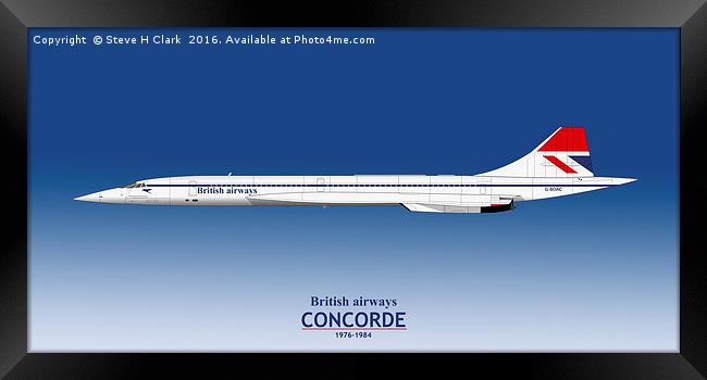 British Airways Concorde 1976 to 1984 Framed Print by Steve H Clark