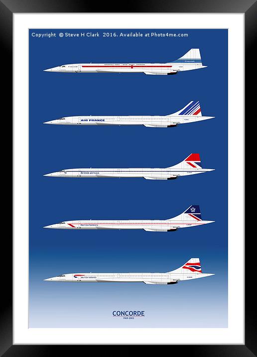 Concorde 1969 to 2003 Framed Mounted Print by Steve H Clark