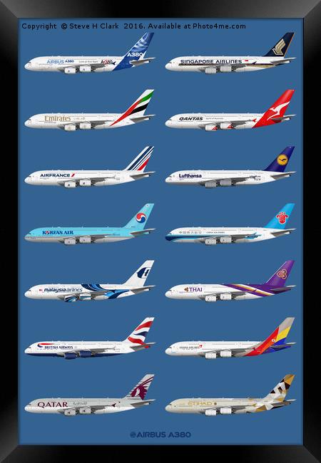 Airbus A380 Operators Illustration Framed Print by Steve H Clark