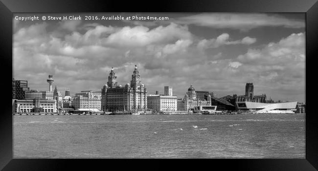 Liverpool's Iconic Waterfront - Monochrome Framed Print by Steve H Clark