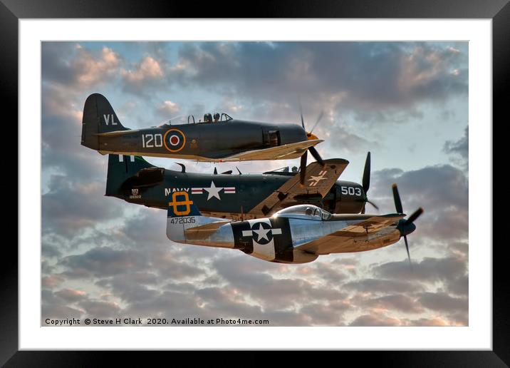 Sea Fury - Skyraider - Mustang Framed Mounted Print by Steve H Clark