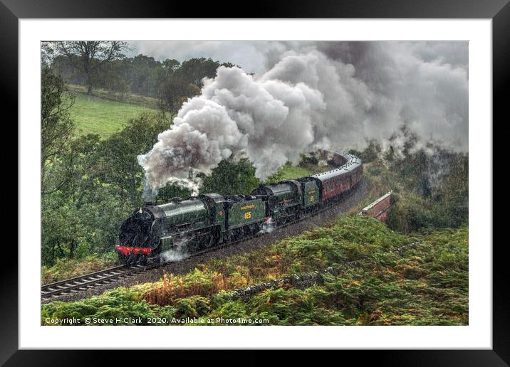 Two Southern Railways Locomotives in the rain Framed Mounted Print by Steve H Clark