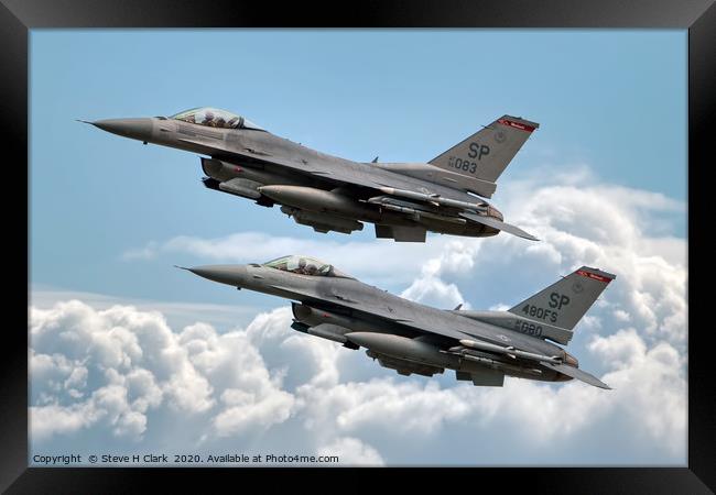 F16 Fighting Falcon Warhawks Framed Print by Steve H Clark
