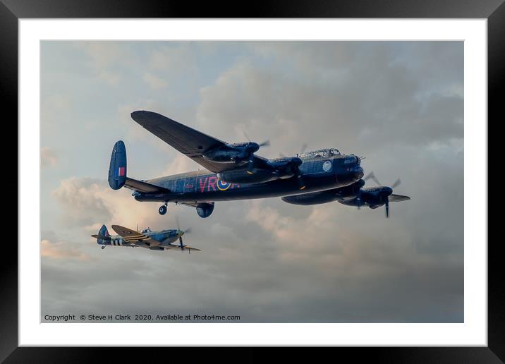  Two Icons - Lancaster and Spitfire Framed Mounted Print by Steve H Clark