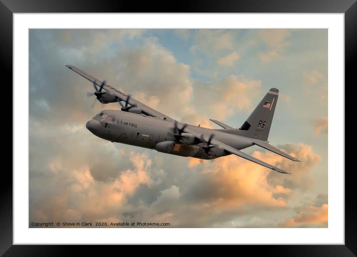 USAF C-130 Hercules Framed Mounted Print by Steve H Clark