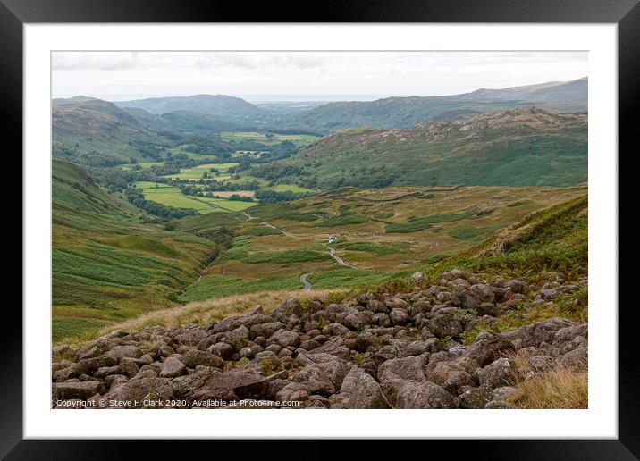 The Hardknott Pass  In The Lake District Framed Mounted Print by Steve H Clark