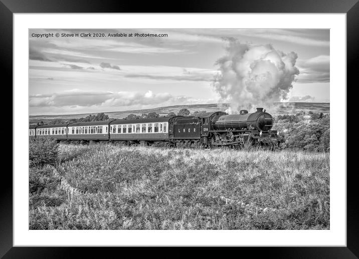 LNER Class B1 - Black and White Framed Mounted Print by Steve H Clark