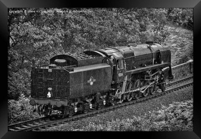 British Railways 9F - Black and White Framed Print by Steve H Clark