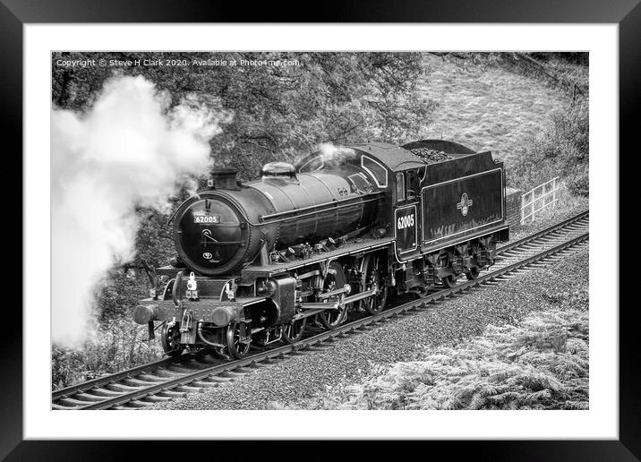 LNER K1 Class - Light Engine - Black and White Framed Mounted Print by Steve H Clark