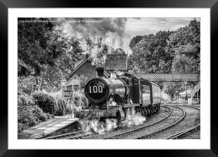 GWR 2857 100th Birthday - Black and White Framed Mounted Print by Steve H Clark