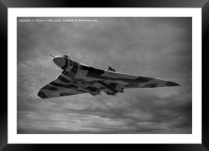 Vulcan Bomber - Black and White Framed Mounted Print by Steve H Clark