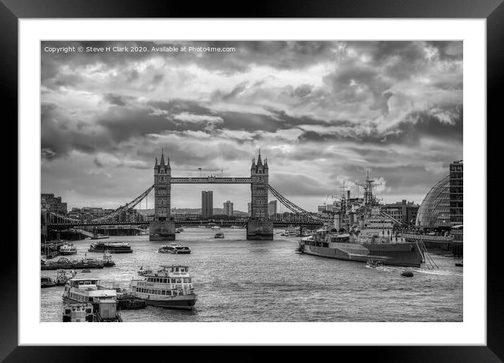 The City of London - Black and White Framed Mounted Print by Steve H Clark