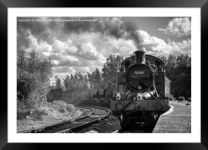 GWR Small Prairie - Black and White Framed Mounted Print by Steve H Clark